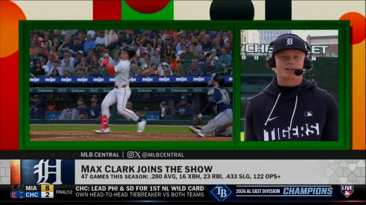 From being drafted 3rd overall in '23 to making his MLB debut, Max Clark has had lots of eyes on him as he has ascended through professional baseball 👀 The @Tigers 21-year-old joined #MLBCentral to discuss managing expectations and sharing a clubhouse with Justin Verlander.