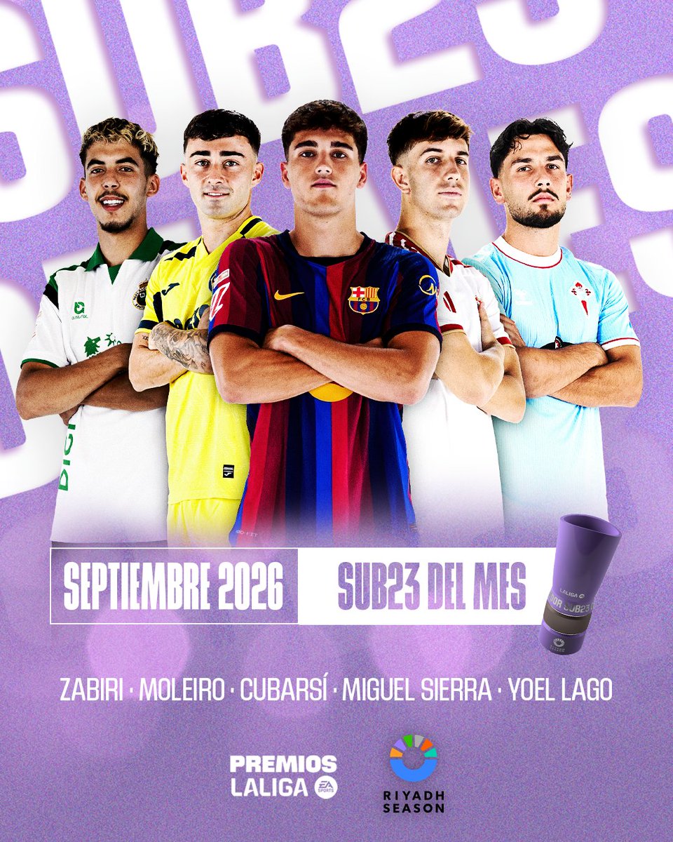 ๐
ยฟQuรฉ nominado a ๐๐๐๐๐๐๐ ๐๐๐๐๐ ๐๐๐ ๐๐๐ de septiembre es tu favorito? ๐ Zabiri ๐ Moleiro ๐ Cubarsรญ ๐ Miguel Sierra ๐ Yoel Lago #LALIGAU23OFTHEMONTH | ู
ูุณู
ุงูุฑูุงุถ | Riyadh Season #PREMIOSLALIGA | #LALIGAEASPORTS