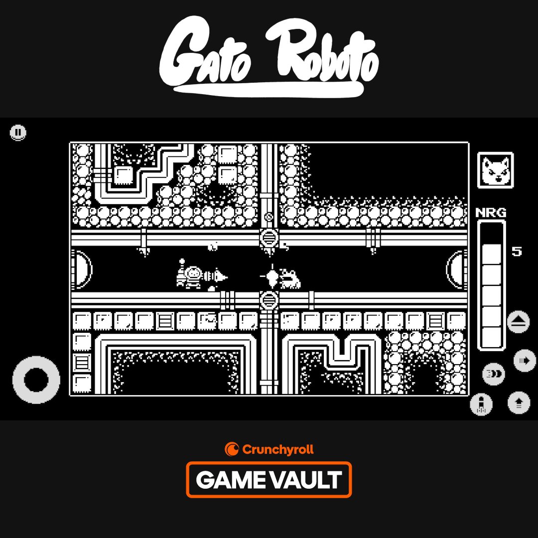 Tiny cat. Giant mech. Zero fear. 🐈⬛🤖 Suit up, blast through an alien outpost, then eject to squeeze, swim, and scamper where your mech can’t. Gato Roboto is now playable in Crunchyroll Game Vault for Mega & Ultimate members! #GatoRoboto #CrunchyrollGames