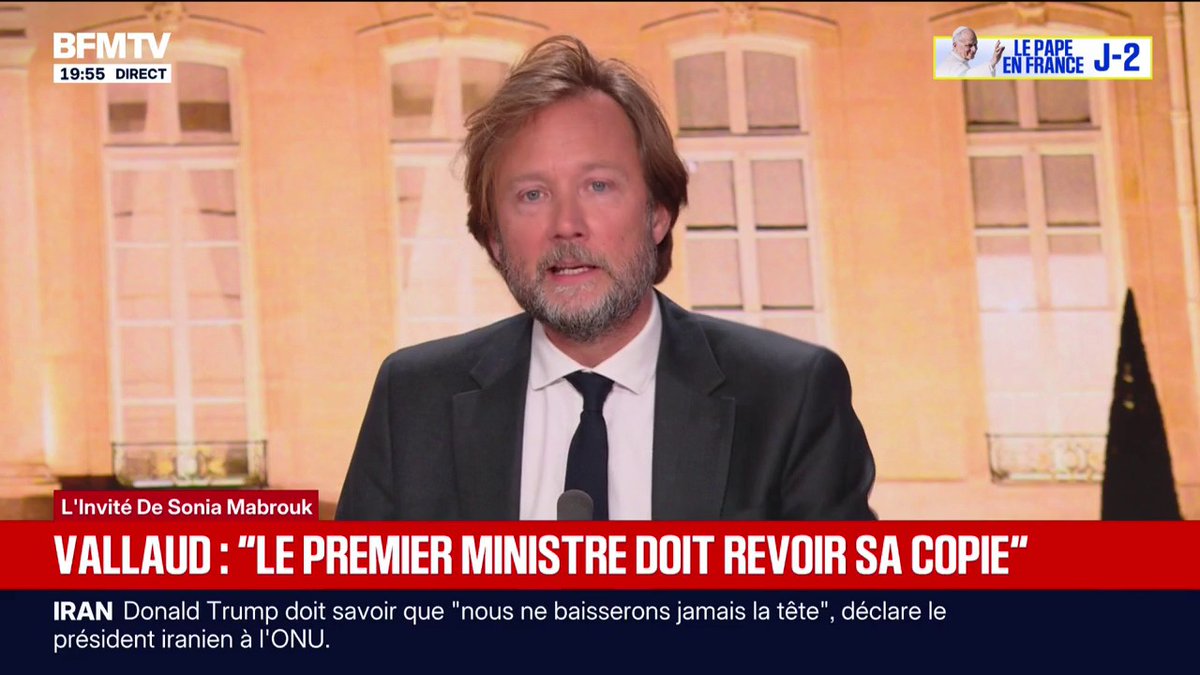 Budget: "Il faut que le Premier ministre revoie sa copie", juge Boris Vallaud, président du groupe socialiste à l'Assemblée
