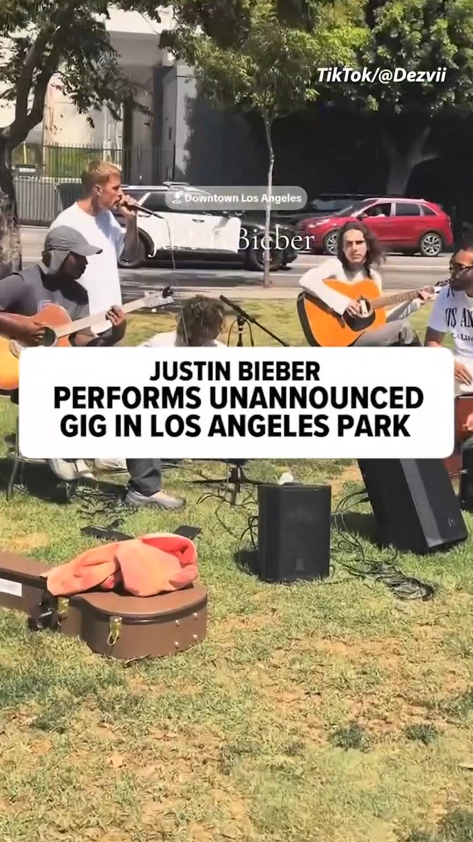 Justin Bieber took his talents to a famous park in Los Angeles on Tuesday! 🎶🤩 🎥: TikTok/Dezvii