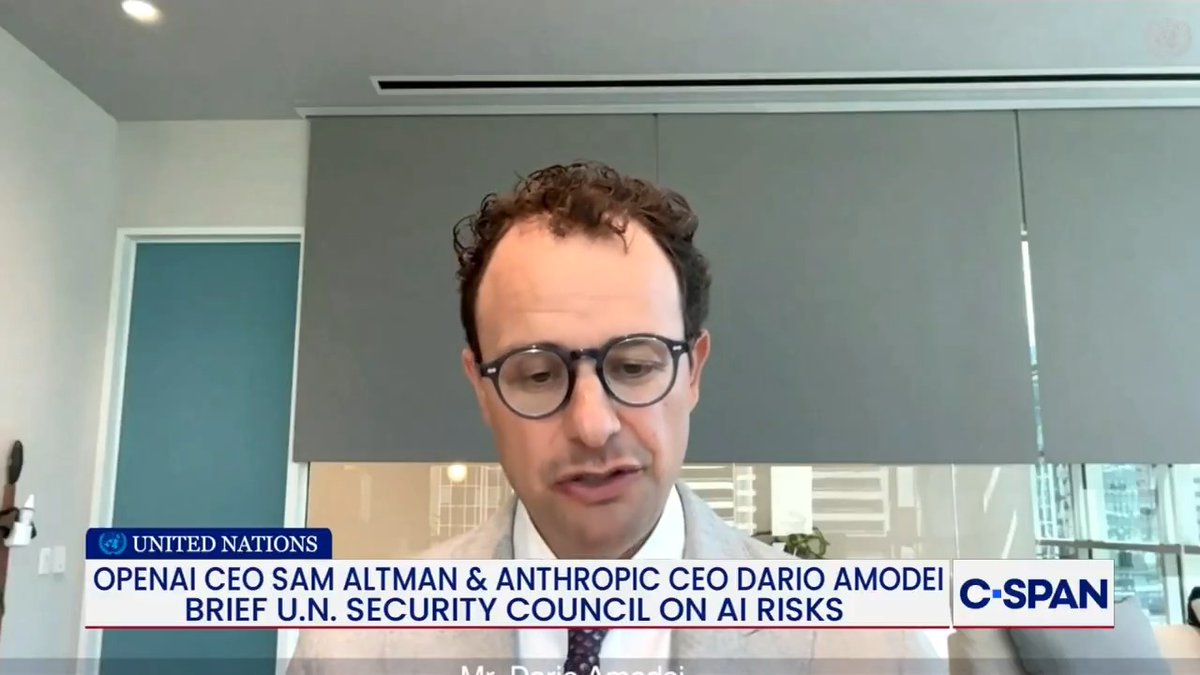Anthropic CEO Dario Amodei on international cooperation in regulating AI: "I believe that this is the most important global security issue facing the world today."