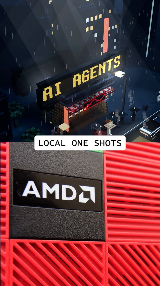 One shot builds aren’t cloud only. Qwen 3.8 Flash plans the build, then hands it to Qwen 3.8 27B, all running locally across the GPU, CPU and 128GB of unified memory on one AMD Ryzen AI Max+ processor. Now, we iterate. See how Ryzen AI Max+ helps you build.