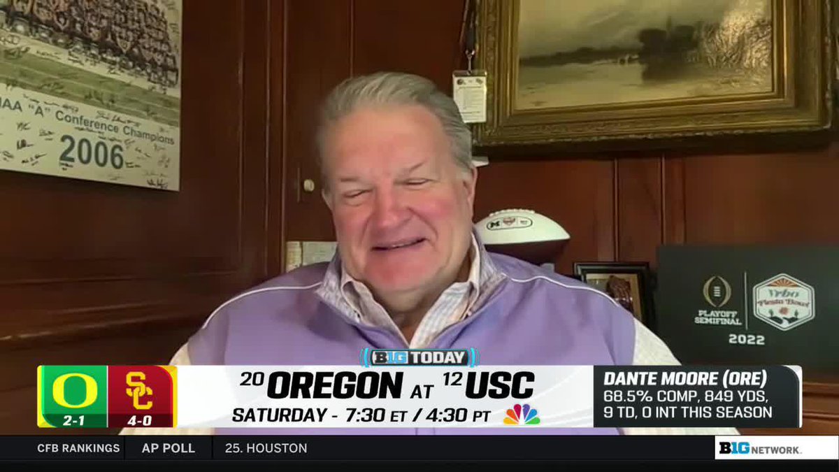 “We're gonna find out who everybody is.” Biff Poggi previews Saturday's top 20 matchup between No. 20 Oregon Football and No. 12 USC Football ✌️ 👇 #B1GToday