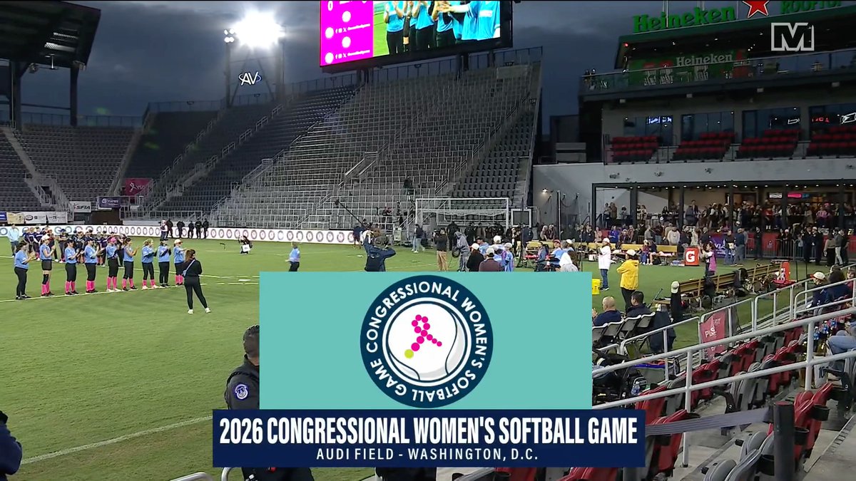 🔔 It’s time to play ball! Watch the CWSoftballGame LIVE from Audi Field on MNMT or the M+ app! 🥎 Joe Beninati | Cheri Bustos | Chris Cillizza