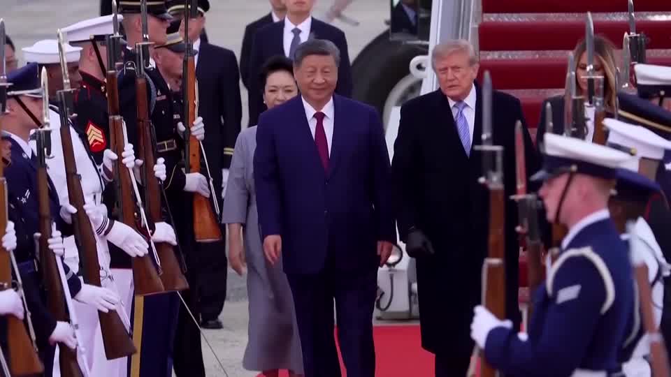 US President Donald Trump welcomed Chinese President Xi Jinping to Washington for a three-day visit where the superpowers' tensions over trade, technology and Tehran will play out against a backdrop of pomp and ceremony