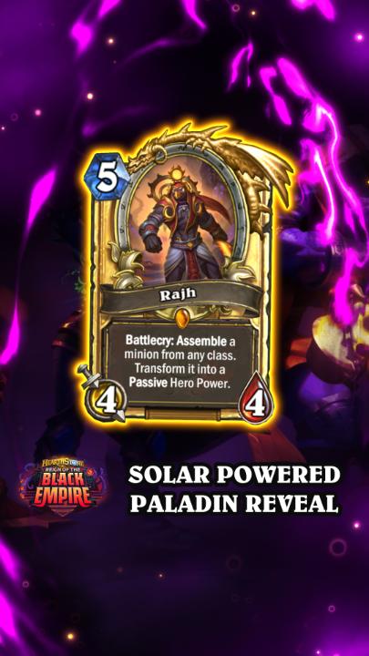 ☀️ Harness the power of the sun with Rajh! Assemble a powerful Hero Power and fight back against the Old Gods when Reign of the Black Empire launches on October 20. Missed the reveal? Watch the full card reveal livestream here: