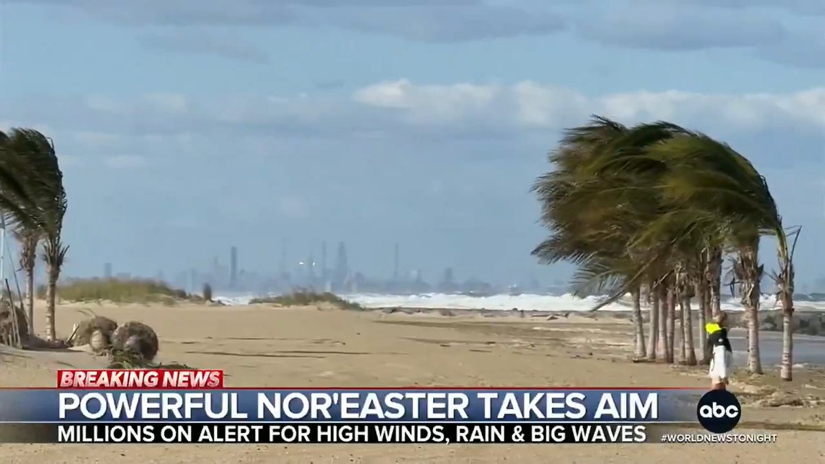 A powerful nor'easter is taking aim at the East Coast, with millions on alert from North Carolina to the Northeast. Conditions are deteriorating by the minute along the eastern seaboard as the nor'easter takes shape. Whit Johnson details.