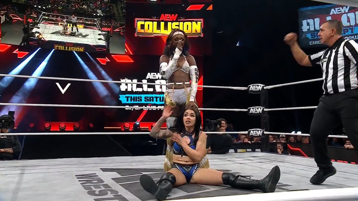 AEW Women's World Champion Big D Moné on commentary and Mina Shirakawa♡白川未奈 at ringside are both enjoying the show! Watch #AEWCollision LIVE on TBS &amp; HBO Max