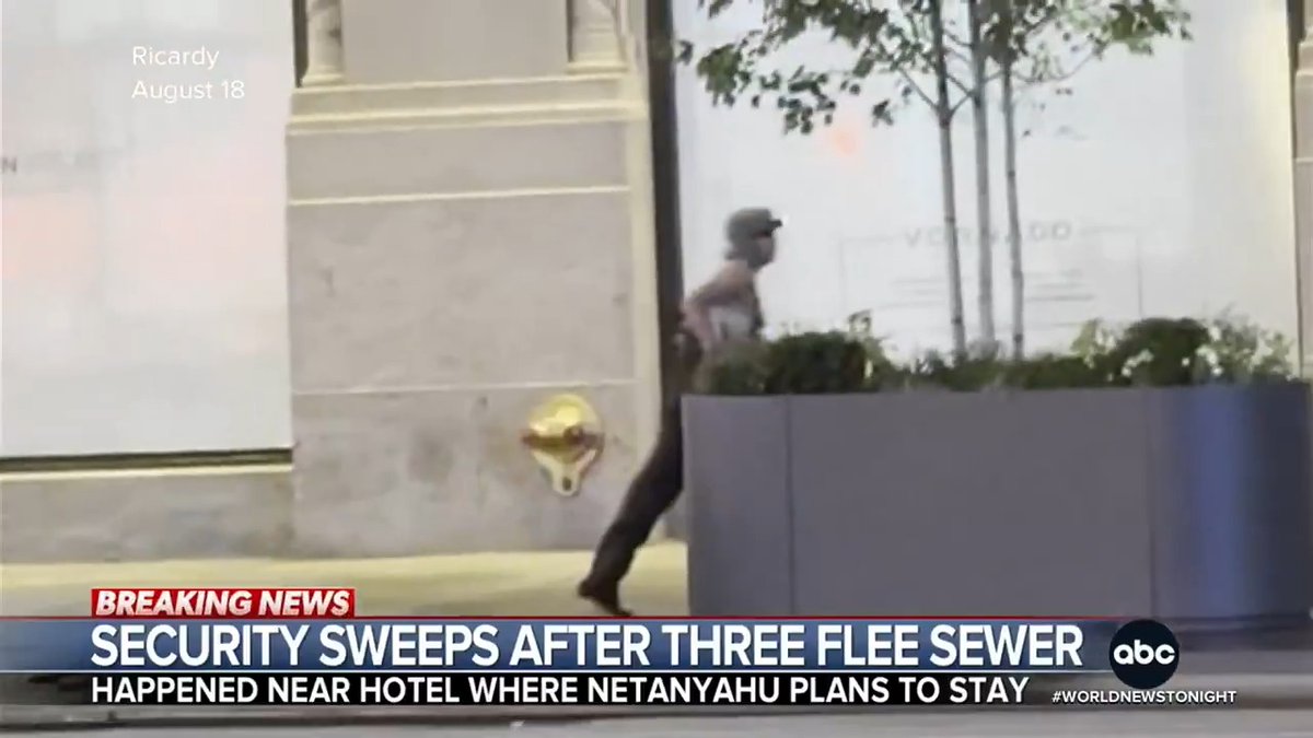 With the NYPD already on high alert for the UN General Assembly, authorities stepping up security sweeps after they say three unidentified people climbed from a manhole near the hotel where Israeli PM Netanyahu is expected to stay. Rhiannon Ally reports.