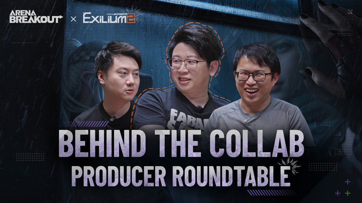 Behind the Collab: Producer Roundtable | Arena Breakout × GIRLS' FRONTLINE 2: EXILIUM What happens when the minds behind two unique gaming universes sit down together? Arena Breakout Producer 117, Art Director Shuyin, and GIRLS' FRONTLINE 2: EXILIUM-EN Official Lead Producer Yuzhong exchange thoughts on games, creative design, and the ideas behind both titles and the upcoming collaboration. Take a seat at the roundtable. #ArenaBreakout #GirlsFrontline2Exilium #gfl2exilium