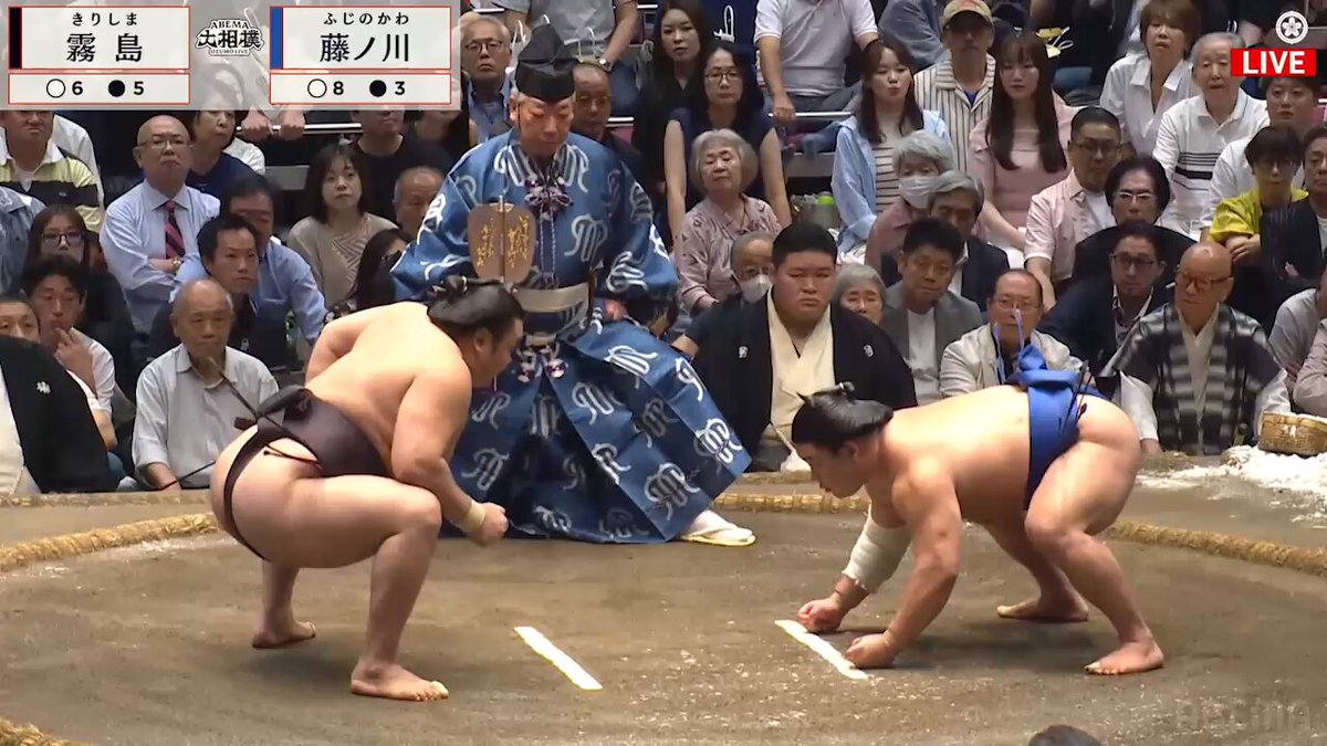 【速報】 ABEMA大相撲 九月場所🍁 ▼十二日目 霧島⚫️－⚪️藤ノ川 📺見逃し視聴も無料 ------ 【解説】境川親方（両国） 【実況】藤井康生 ©日本相撲協会