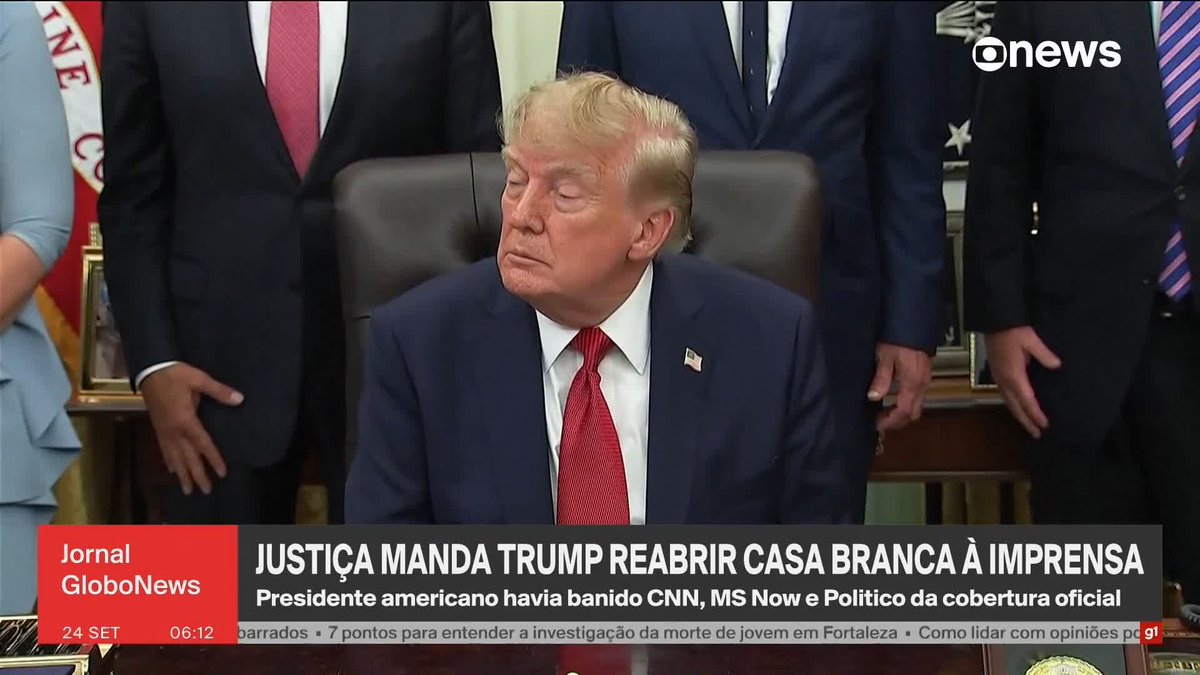 Um juiz federal dos EUA ordenou que Donald Trump autorize o acesso de veículos de imprensa banidos na Casa Branca. Segundo a decisão, a medida do presidente norte-americano é inconstitucional. ️➡️#JornalGloboNews de segunda a sexta, às 06h, na #GloboNews