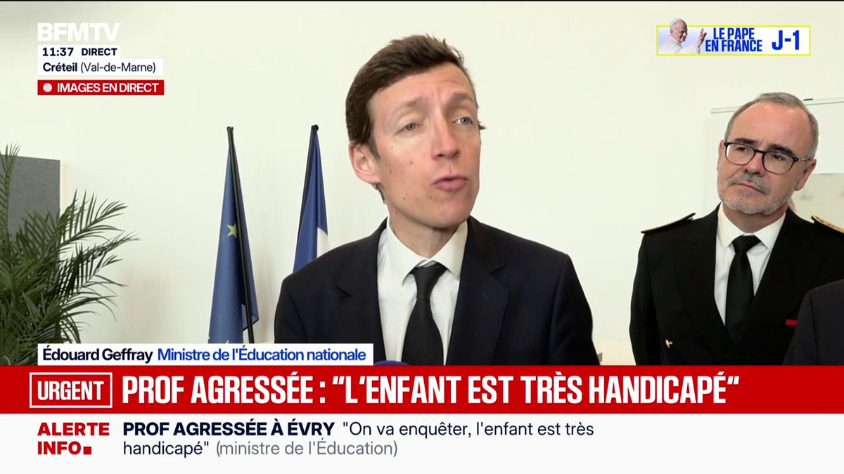 Enseignante agressée à Évry-Courcouronnes: le ministre de l'Éducation nationale évoque un élève "qui présente des troubles psychologiques extrêmement sérieux" qui a "commis des actes et tenu des propos inqualifiables"