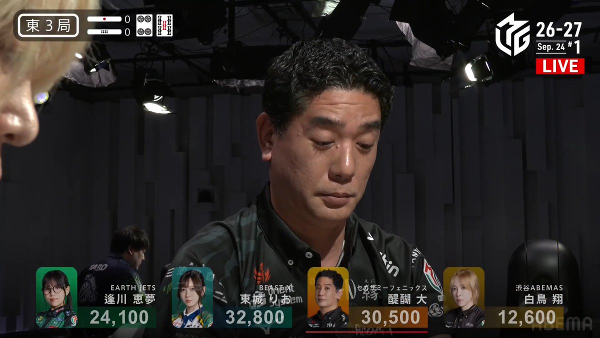 #Mリーグ 2026-27試合ダイジェスト📹 東3局 #醍醐大 選手の親満貫アガリ! -白卓- 4着目で親番を迎えた醍醐選手 ドラ2赤1の手牌で先制リーチにたどり着く! マンズが通りやすそうな場況となり 白鳥選手から🀌を捉える! 12000のアガリで2着目に浮上! 👇動画タップで今すぐ無料視聴