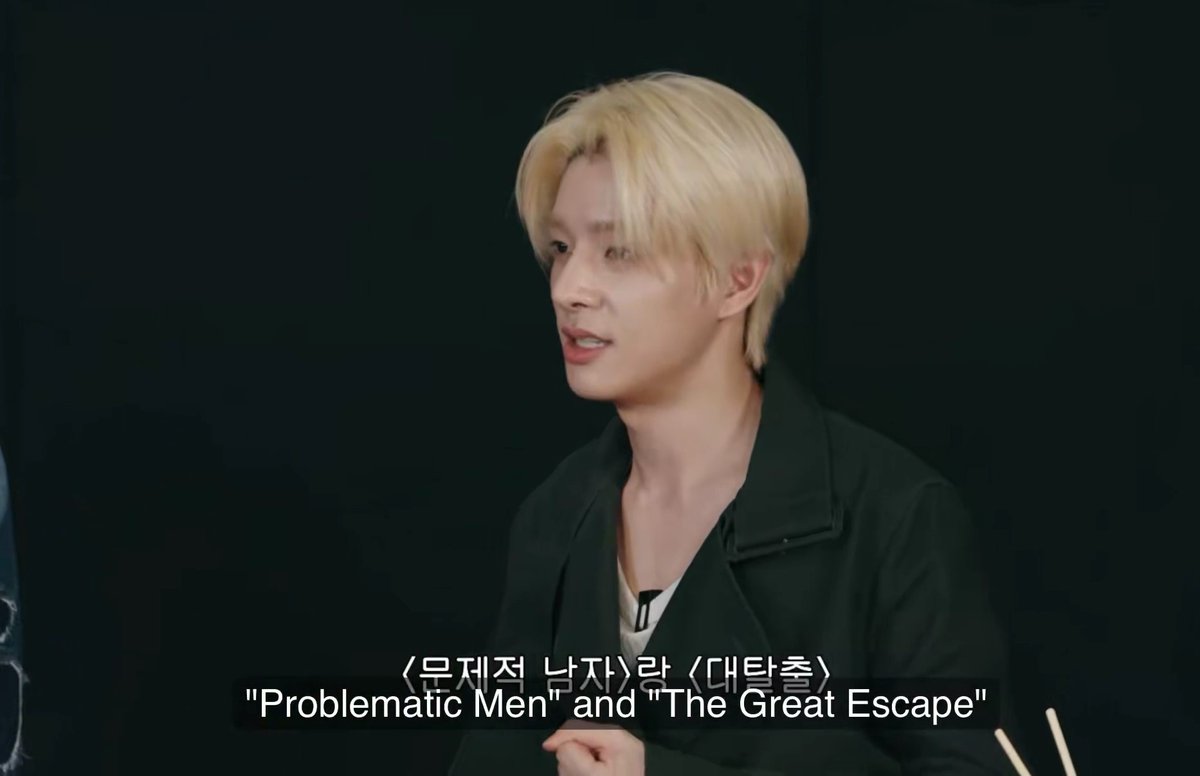 🦮: living in australia, while my dad worked in korea, the three of us, my mom, brother, and i whenever dinnertime came we always watched this one variety show. Problematic Men and The Great Escape. i’m a really big fan. so we always watched it while eating the sim family 🥹
