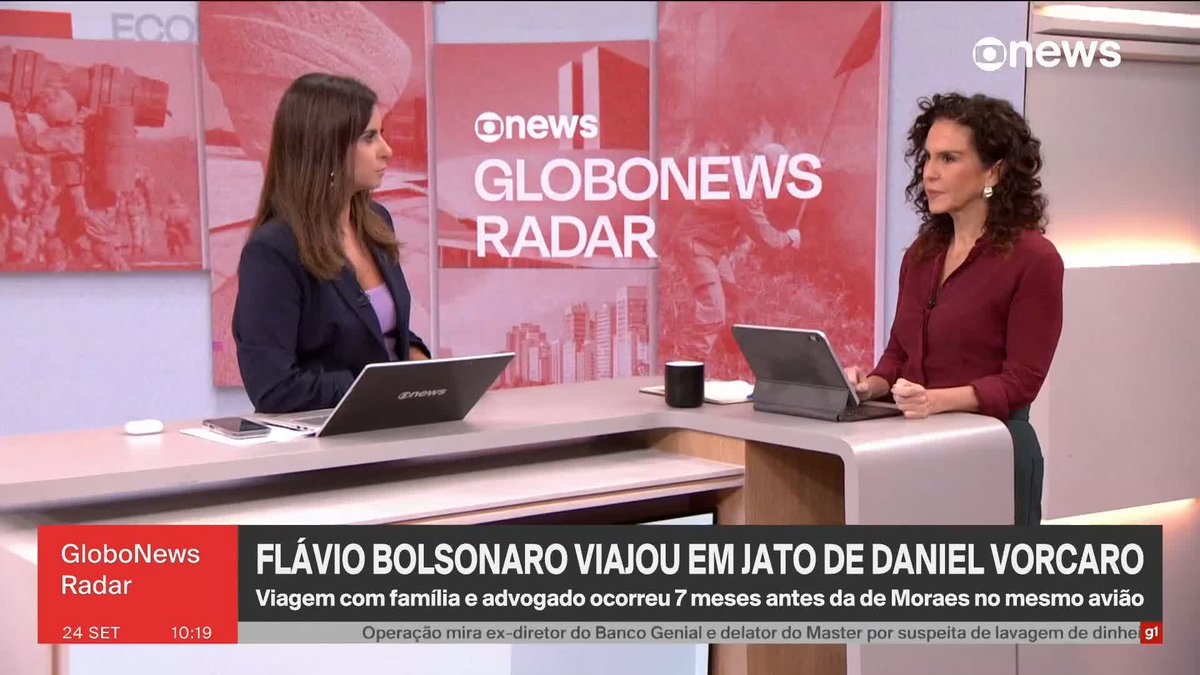 "É uma desfaçatez", comenta Malu Gaspar sobre Flávio Bolsonaro ter voado em avião de Daniel Vorcaro. "Se você quer dizer para os outros como a coisa tem que ser feita, quer posar de vestal, você não pode ter esse tipo de atitude (...) Também não pode dizer que está combatendo o sistema", destaca a jornalista após Flávio ter se comparado ao falar sobre imagens de Alexandre de Moraes no mesmo avião. ️➡️#GloboNewsRadar de segunda a sexta, às 08h30, na #GloboNews