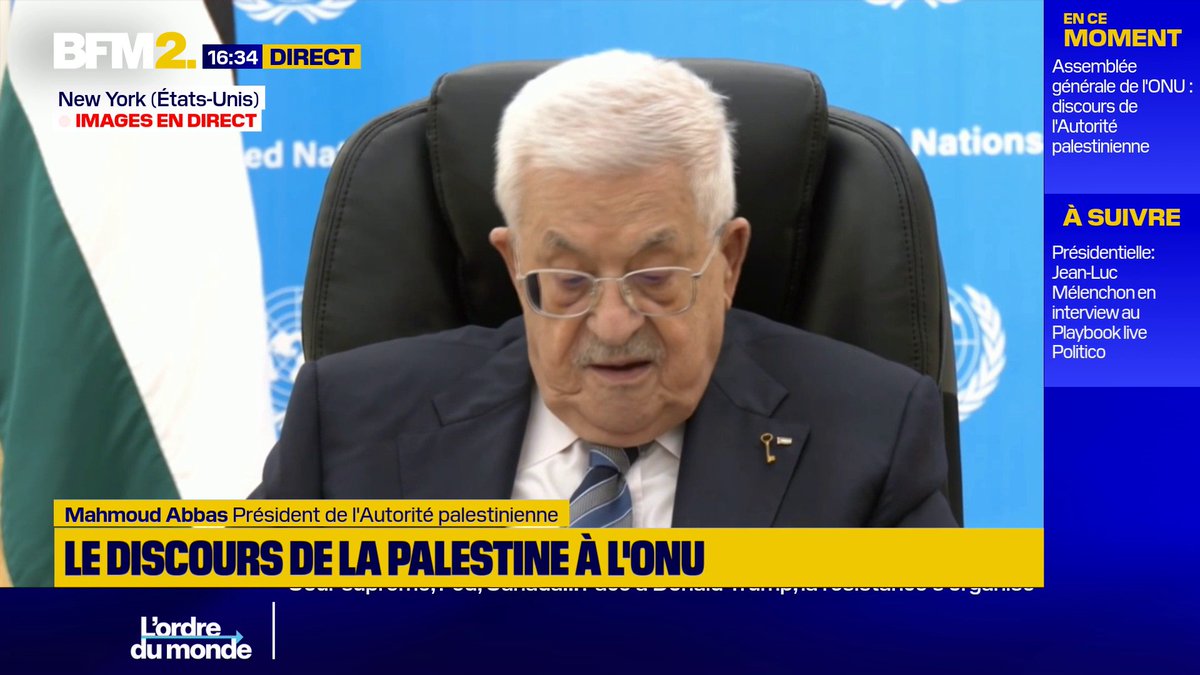 "Le peuple palestinien restera sur ses terres, le peuple palestinien n'acceptera pas les déplacements et ne disparaîtra pas", affirme Mahmoud Abbas #BFM2