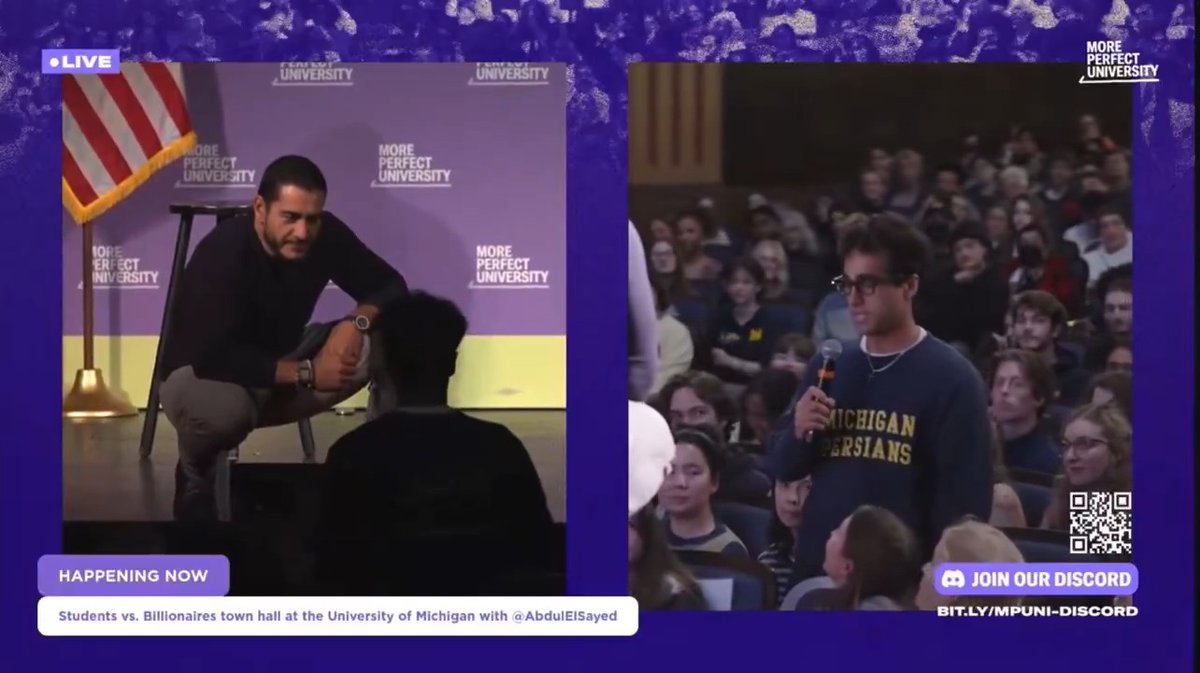 What's most shocking is how Abdul El-Sayed puts words in this Iranian student's mouth that he never said. The student never asked El-Sayed to say he supported America's strikes on the regime in Iran. He just asked that El-Sayed have the moral clarity to put values over politics, and denounce the regime that tortured his family. It's one thing to refuse to condemn a tyrant. It's another to explain to someone oppressed by that tyrant that they are a warmonger, just for seeking support.
