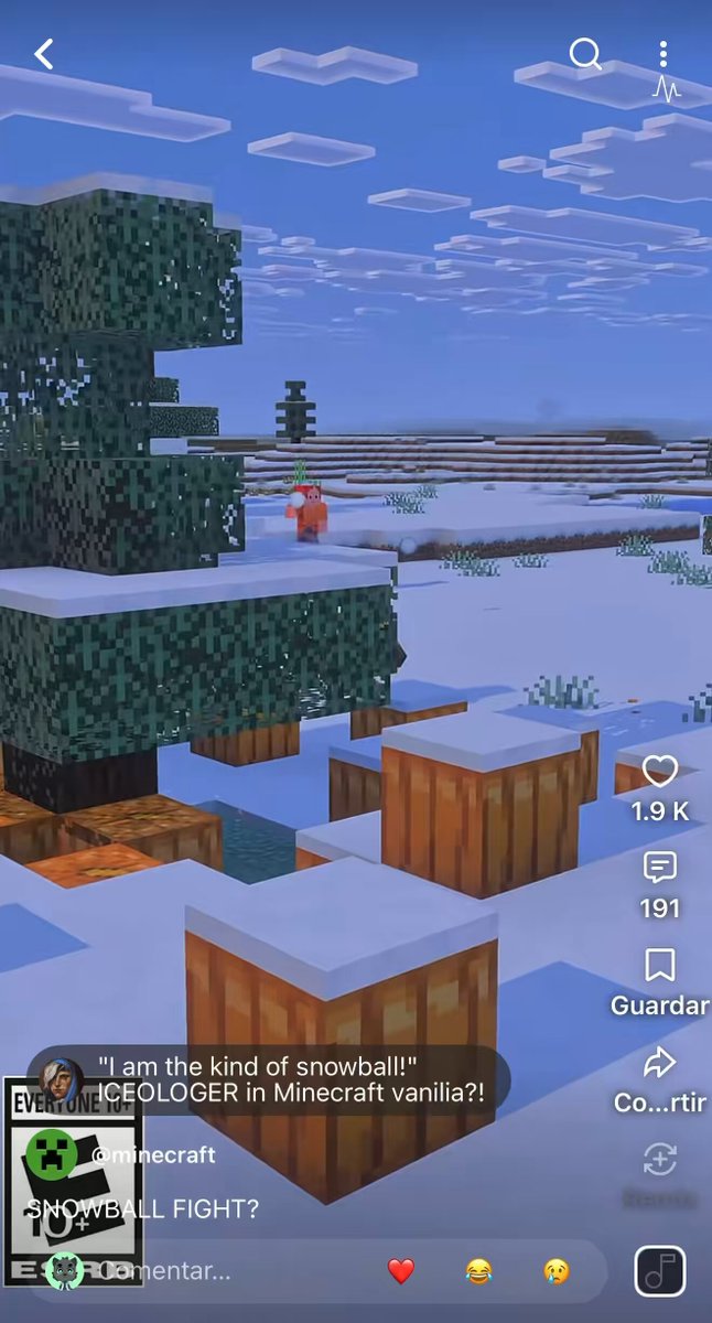 🚨 CONFIRMADO! 🚨 La 26.4 es temática INVIERNO 🥶 Minecraft subió PISTAS! 🥶 Twitter: Steve congelado ☃️ TikTok: “Se está congelando… y viene por ti.” 🌨️ Instagram: tormenta de nieve. ⚪️ YouTube: guerra de bolas de nieve.