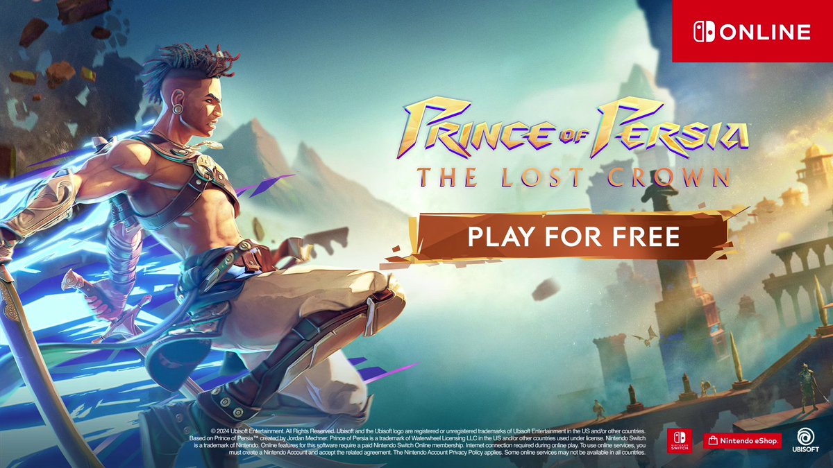 📢 Switch Owners Prince of Persia The Lost Crown is getting a free week from 09/24 to 09/30 for Nintendo Online subscribers! It's the best time to join Sargon in his fight to rescue the Prince.