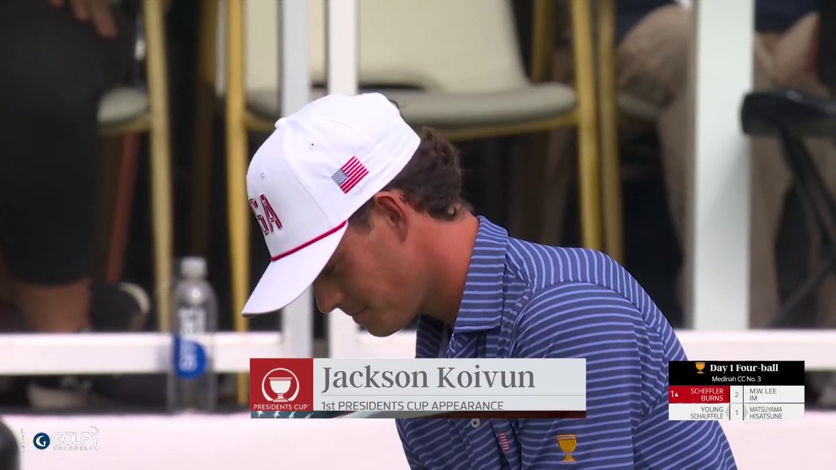 The phenom is here. Jackson Koivun is off at the Presidents Cup after piping a 3-wood down the middle.