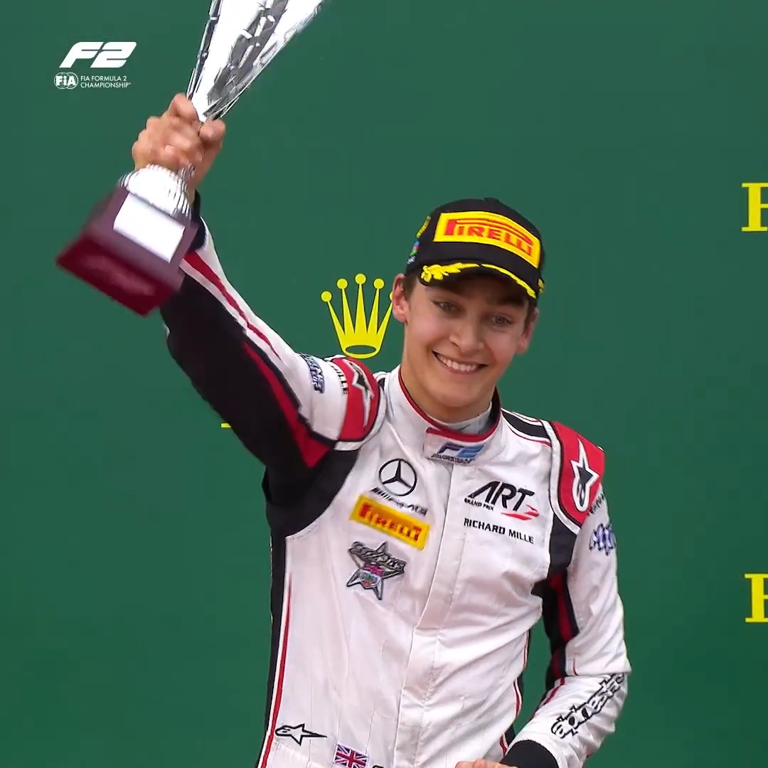 RUSSELL'S FIRST WIN 😮‍💨🏆 George Russell secured his maiden #F2 victory with a sensational drive from P12 in the 2018 Baku Sprint 🏆 #AzerbaijanGP