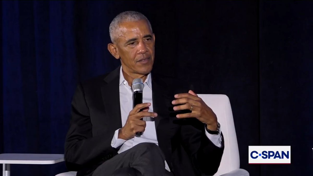 Former President Obama says Democrats made a mistake by making goals materialistic and instrumental: "What people are starved for at the moment is the ability to tell a moral and ethical story about how we live together in this moment."