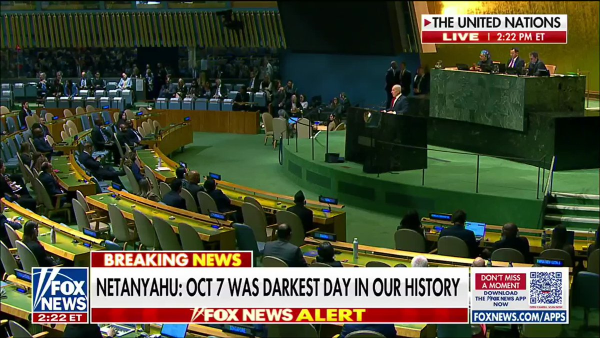 "In this battle against the barbarians, we've had no greater partner than President Trump." Israeli Prime Minister Benjamin Netanyahu praises President Trump during his address to the United Nations General Assembly in New York, thanking him for what Netanyahu calls his "bold leadership" in taking on threats in the Middle East. Netanyahu says Trump recognized decades ago the threat posed by Iran's leadership and its calls of "Death to America, death to Israel."
