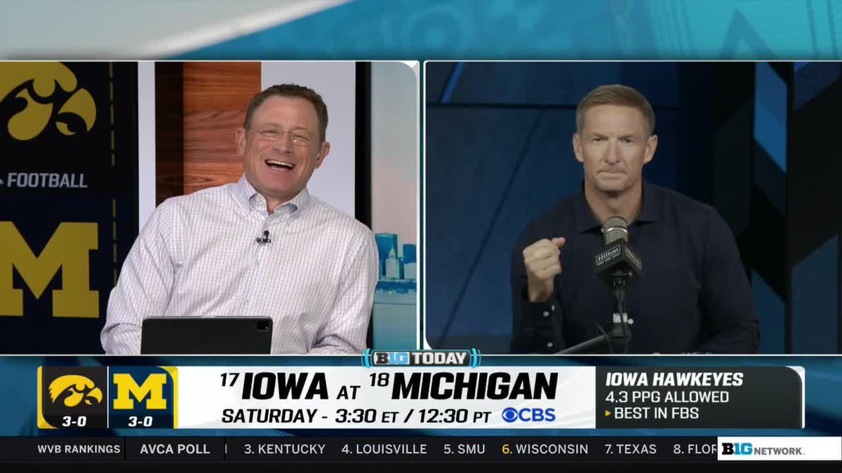“This one should be just a good old-fashioned slugfest.” Joel Klatt previews the top-20 matchup between No. 17 Hawkeye Football and No. 18 Michigan Football 👀 #B1GToday