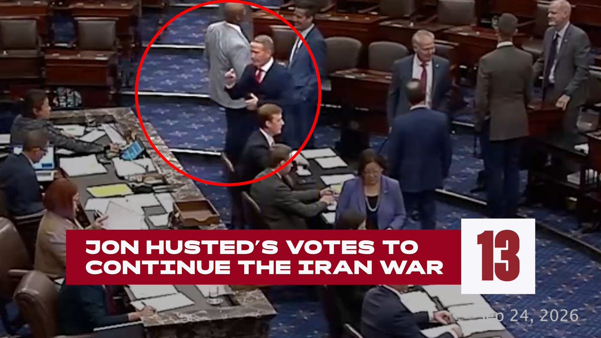 Jon Husted has now voted 14 times to continue the Iran war. That’s 14 votes causing record high gas and grocery prices, and Ohioans are paying the price.
