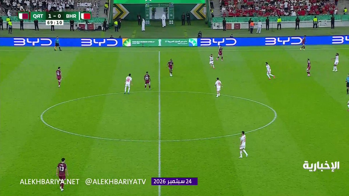 عاجل: أول بطاقة حمراء في بطولة خليجي 27 للاعب منتخب قطر أحمد فتحي .🟥