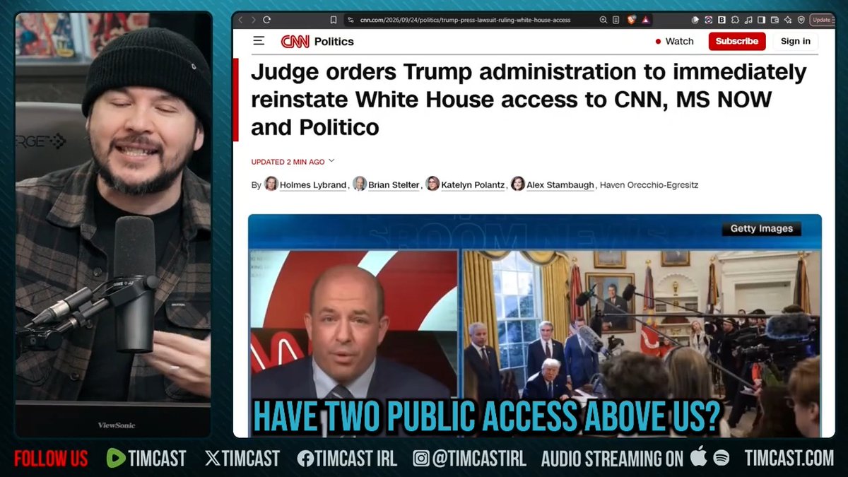 A judge blocked Trump's White House ban on CNN, MS Now, & Politico. We live in a world where corporations have more rights than you & I. The average person cannot just go to the White House. Apparently if you're the mainstream media, you're entitled to unlimited access. That's what this judge is saying with this ruling.