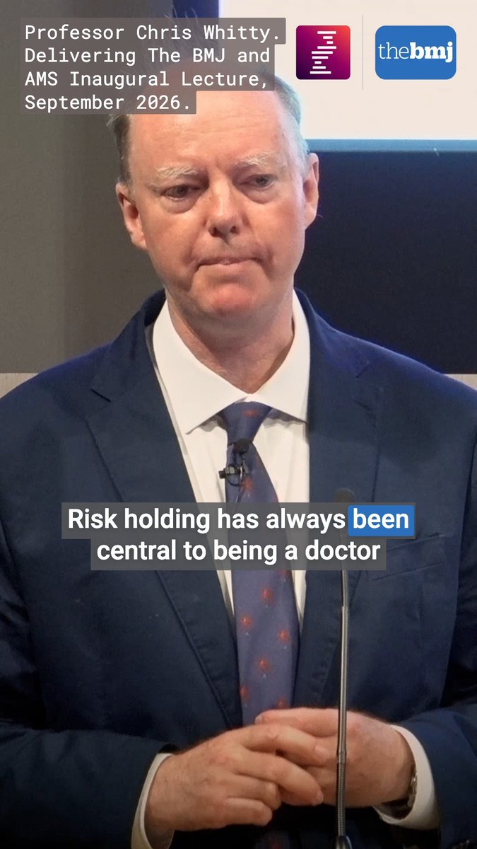 Chris Whitty: Doctors must be trained in managing risk in patient care, CMO says. The BMJ and Academy of Medical Sciences inaugural joint annual lecture given by Prof. Whitty Professor Chris Whitty covered risk, uncertainty, and medical decision-making. Watch the full lecture now: