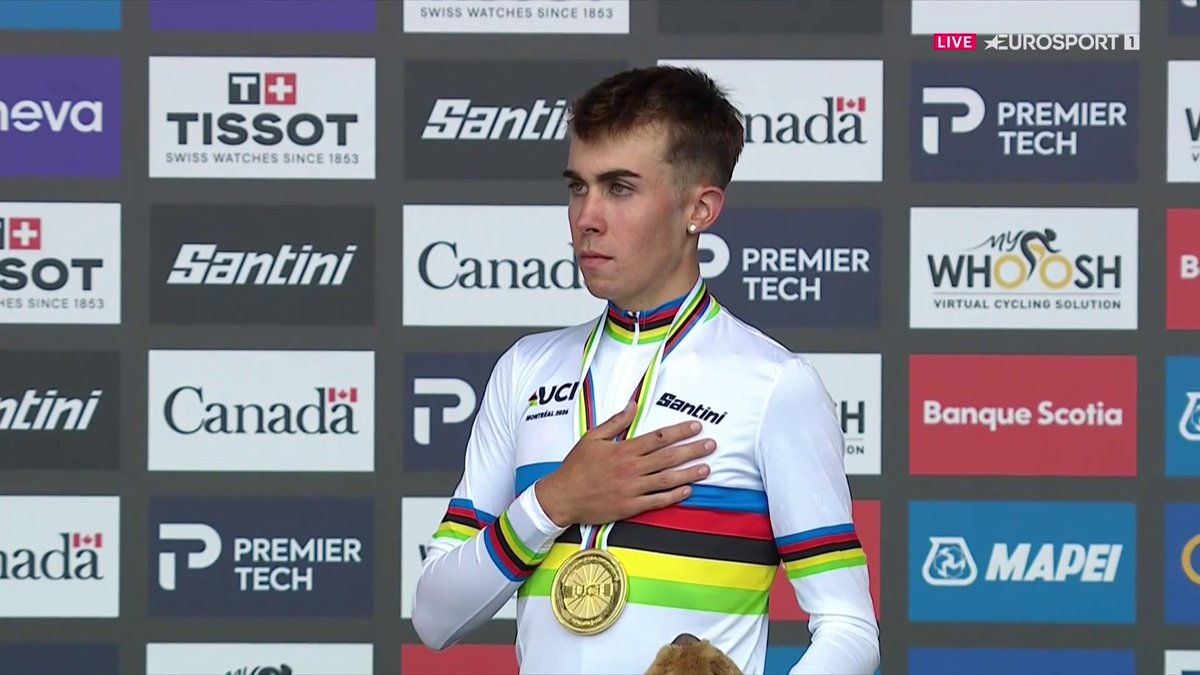 🏅🏅 Su segunda medalla de oro en Montreal 🇪🇸 Vuelve a sonar el himno de España en honor al doble campeón del mundo júnior Benjamín Noval #Montréal2026 #LaCasaDelCiclismo
