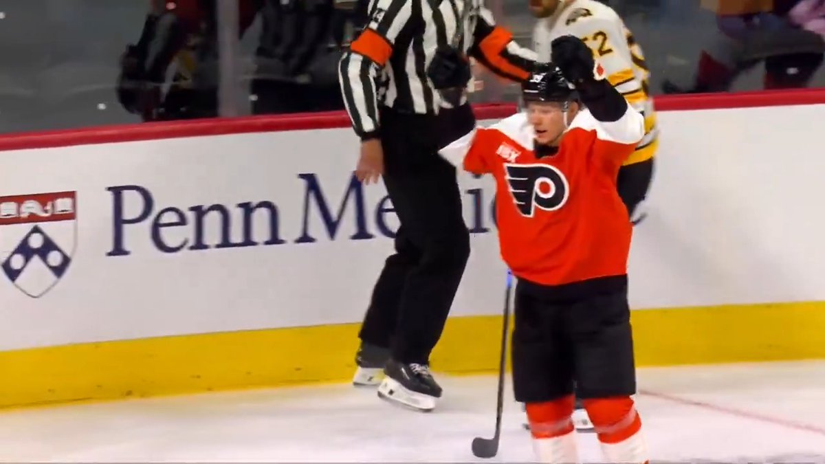 🚨 GOAL! 🚨 Matvei Michkov starts the scoring at home! Porter Martone and Helge Grans had the helpers. #BOSvsPHI | #LetsGoFlyers