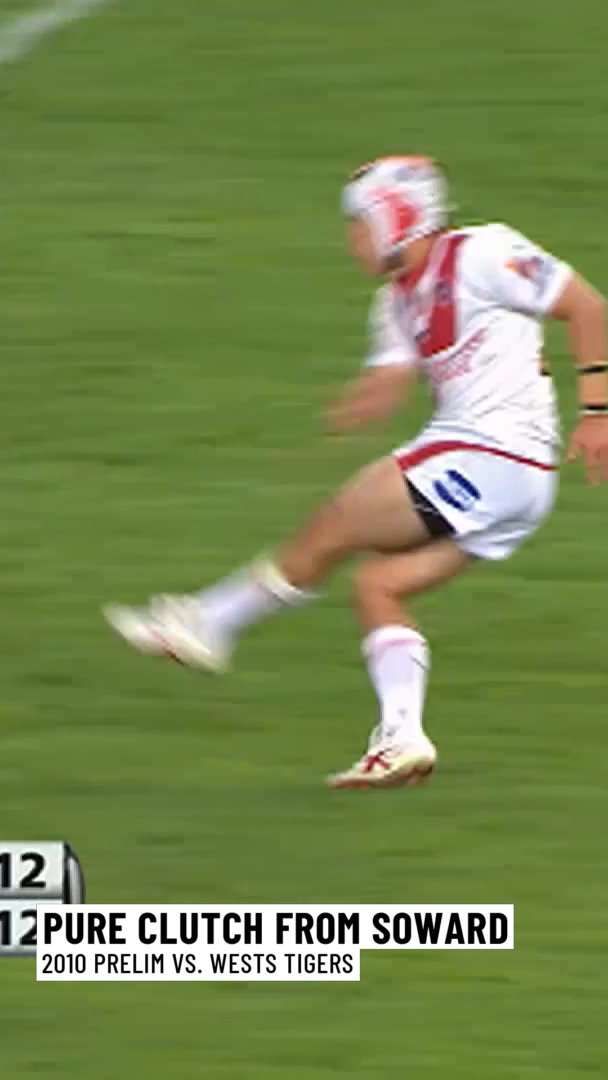 Is this the most iconic Prelim moment of all time? The year is 2010, the score is locked at 12-12 in front of 71,000 screaming fans. Step up Jamie Soward, showing absolute nerves of steel to nail a clutch 76th-minute field goal to send the Dragons to the big dance 🐉 #NRLFinals