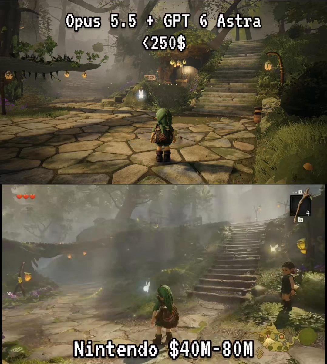 Opus 5.5, GPT-6 Astra, and Fable 5.1 recreate Zelda: Ocarina of Time ! We set out to recreate the first demo video of Zelda, and see what we could come up with in one week! Everything you're seeing in this video was completely made from scratch without a game engine! We could have pushed these models a lot further for a lot longer. However, we wanted to get this video out after about a week of working to show you guys how far the models have truly come!!