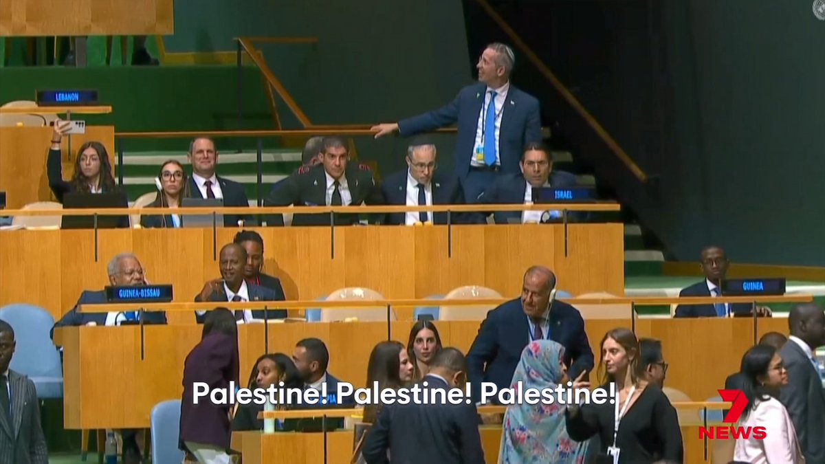 Benjamin Netanyahu's UN address has seen a mass walkout from delegates and large protests through New York.