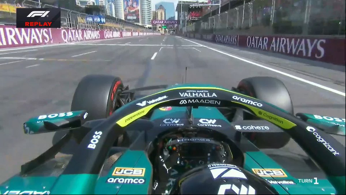 Stroll clips the wall at Turn 1 🎥 #F1 #AzerbaijanGP