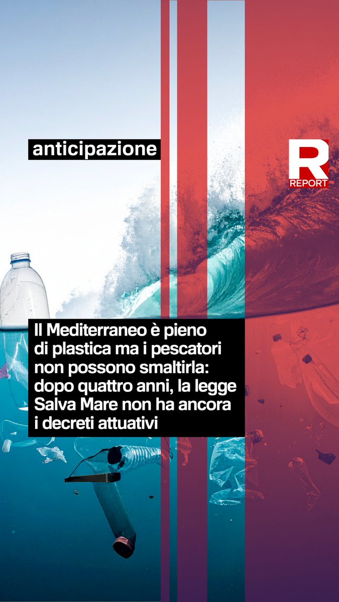 Secondo uno studio commissionato dal WWF ogni settimana rischiamo di ingerire fino a 5 grammi di plastica. Il Mediterraneo ne è pieno ma i pescatori non possono smaltirla: dopo 4 anni, la legge Salva Mare non ha ancora i decreti attuativi. Ne parliamo dall’8 novembre su #Rai3
