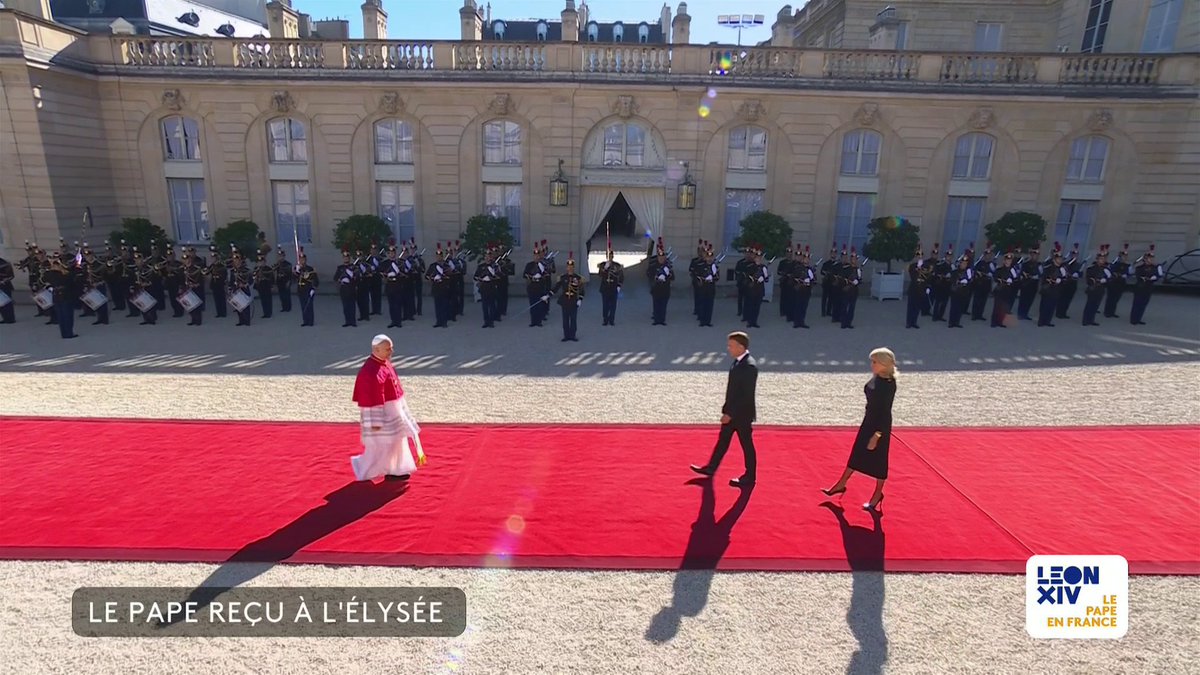 🔴 Le pape Léon XIV est arrivé à l'Élysée, reçu par le président Emmanuel Macron et la première dame Brigitte Macron. #canal16