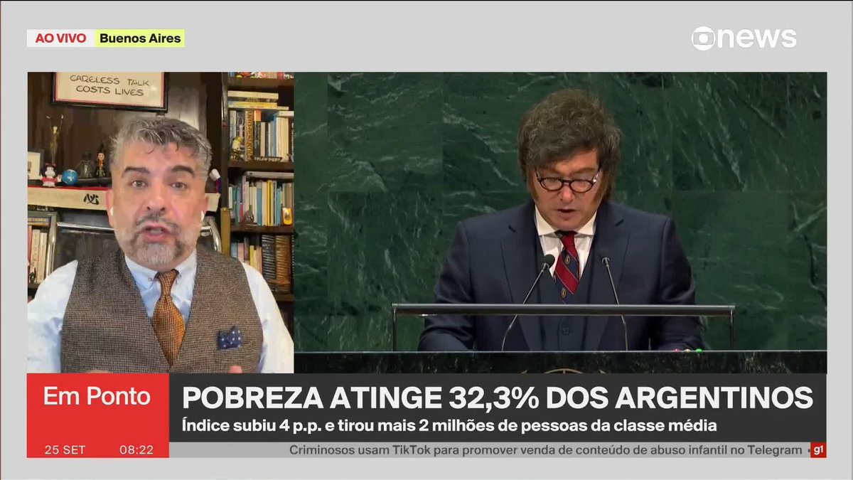 Pobreza atinge 32,3% dos argentinos, segundo dados do Instituto Nacional de Estatísticas e Censo do país. Em apenas seis meses, 2 milhões de pessoas deixaram de ser classe média e se tornaram pobres. ️➡️#GloboNewsEmPonto de segunda a sexta, às 06h30, na #GloboNews