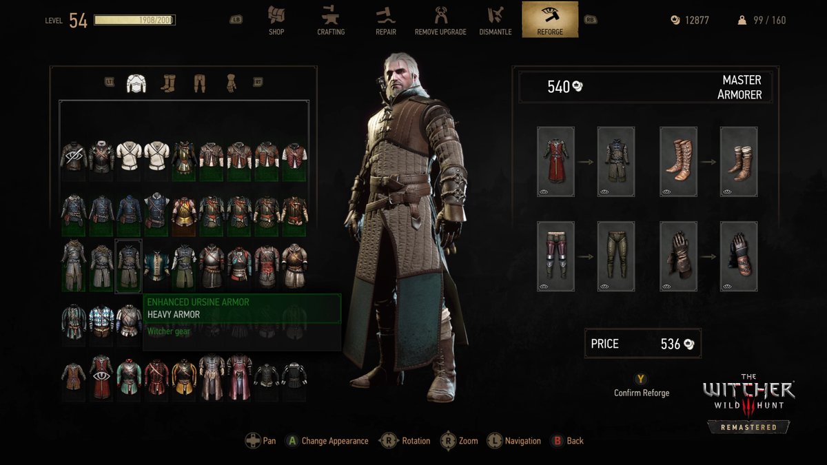 Silver for monsters, steel for humans, silk for… witchers? Be battle-ready with our transmog feature: Reforge in #TheWitcher3Remastered