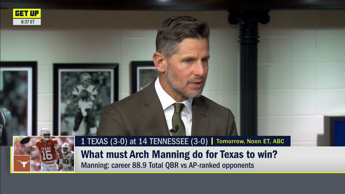 “He’s not a thinker, he’s a reactor.” —Dan Orlovsky on Arch Manning as the crew discusses the Longhorns facing Tennessee 🔥