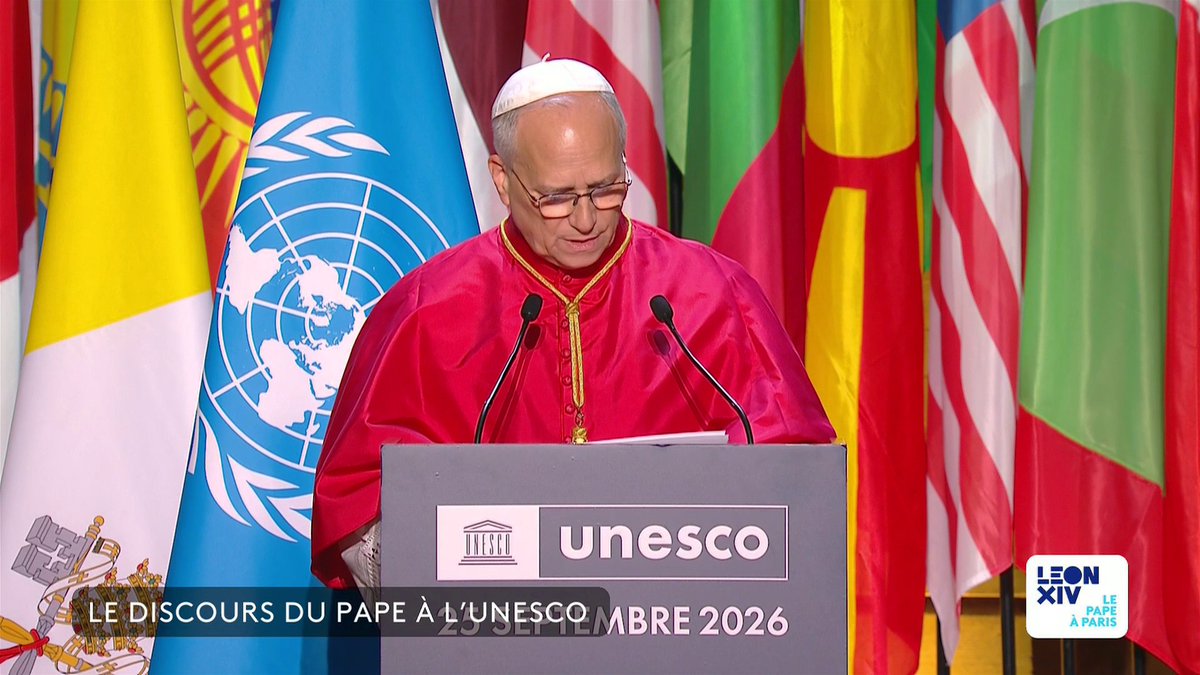 🔴 🗣 Le pape à l'Unesco : "Dans le domaine de l'éducation, l'Eglise catholique apporte une expérience très ancienne", soutient Léon XIV. #canal16