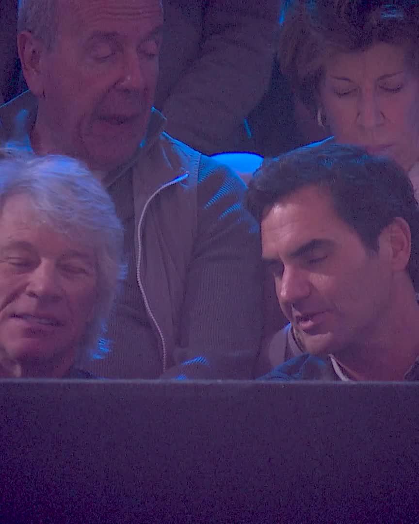 Roger in the house alongside Bon Jovi🤝 Roger Federer Bon Jovi Laver Cup