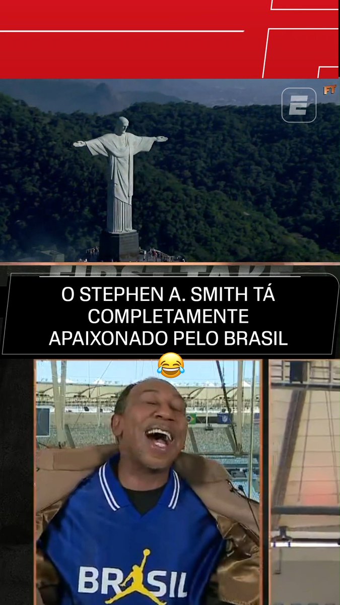 JÁ TRAZ O CPF DO HOMEM 🇧🇷🇧🇷🇧🇷🤣🤣🤣 Mais uma vez, Stephen A. Smith abriu o "First Take" diretamente do Maracanã e não tem jeito: o homem tá cada vez mais apaixonado pelo Brasil e pelo Rio de Janeiro! Já já ele vira cidadão brasileiro! #NFLnaESPN #StephenASmith