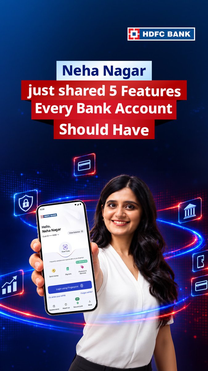 Here are 5 things that make everyday banking safer and simpler. From Secure Lock and AI-based security to Kavach, Digital Documents and Smart Navigation, HDFC Bank’s digital banking experience brings convenience and security together. Bank with confidence, wherever you are. #HDFCBank #HSecurity #DigitalBanking #CyberSecurity #MobileBanking #NetBanking #SecureBanking #ExperienceBankingDifferently