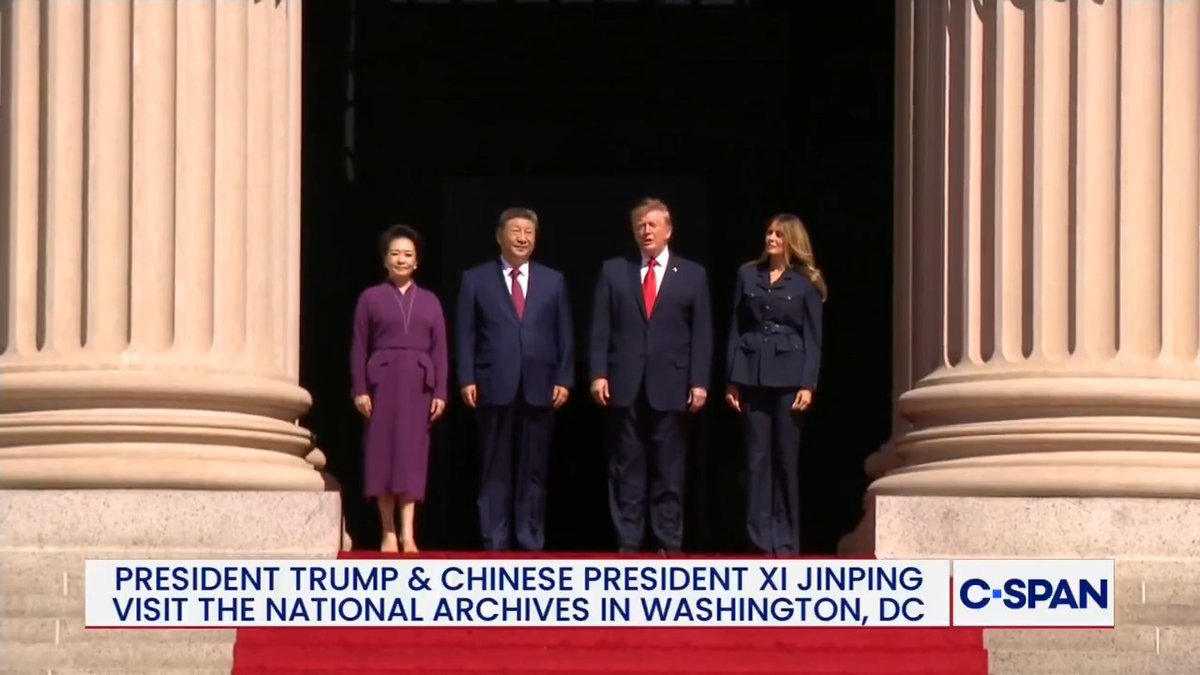 President Trump, First Lady Melania Trump, Chinese President Xi and First Lady Peng Liyuan at the National Archives.